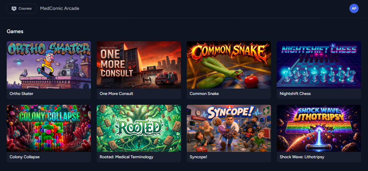 MedComic Arcade with eight original games